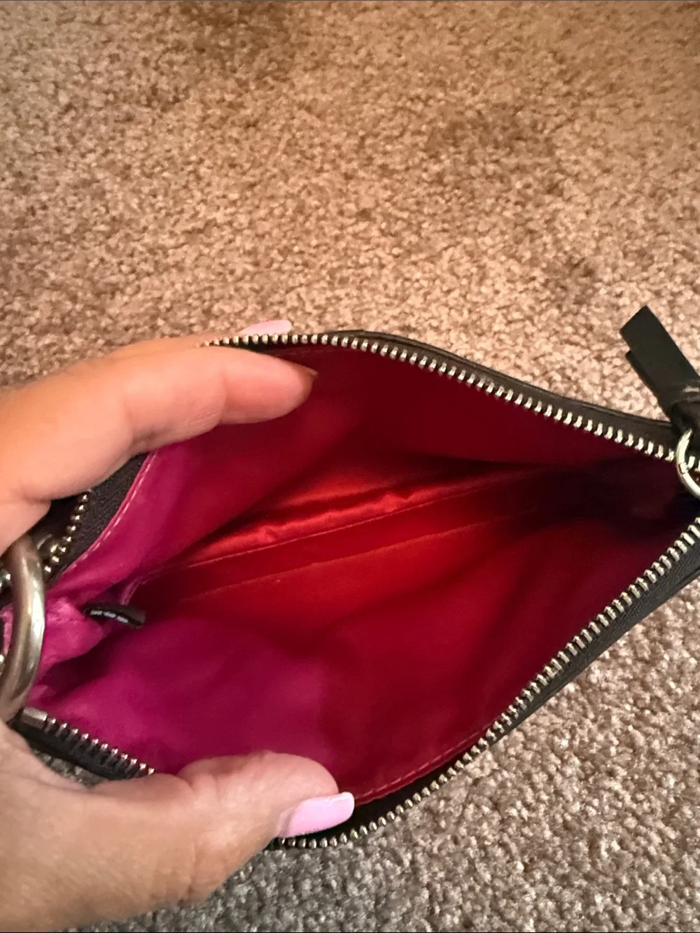 Coach Black Leather Wristlet Clutch with Tan Strap - Picture 3 of 3